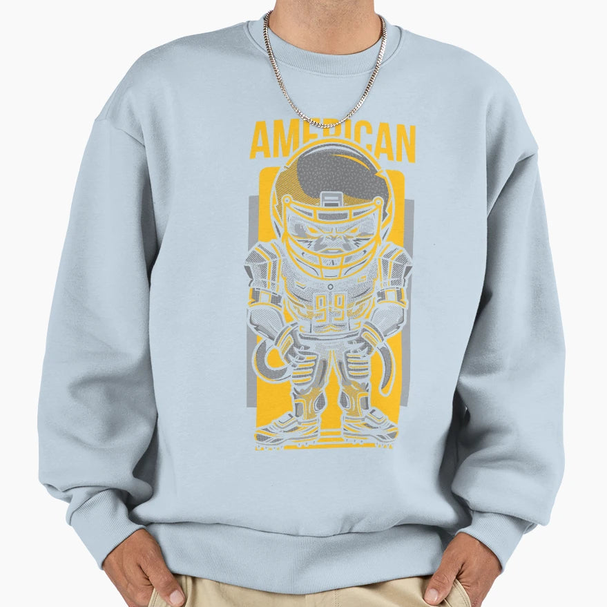 American Football Player Sweatshirt - Trendy Graphic Men Women - T-Shirt, Sweatshirt, Hoodie