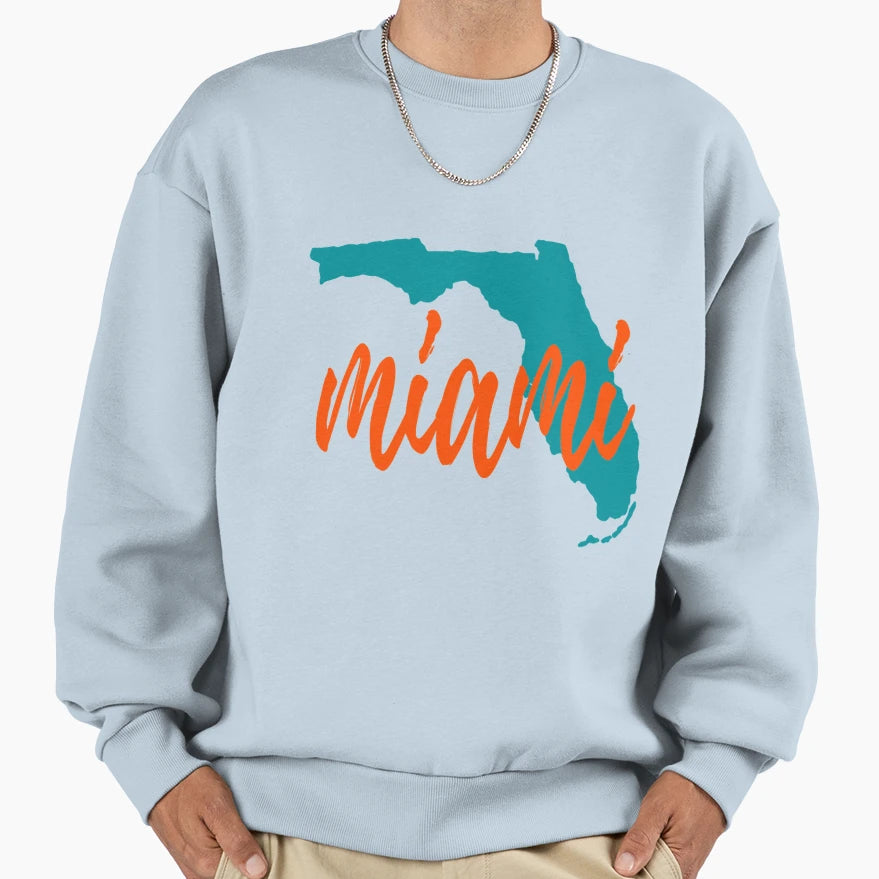 Miami Florida Outline Sweatshirt - Novelty Apparel Men Women - T-Shirt, Sweatshirt, Hoodie