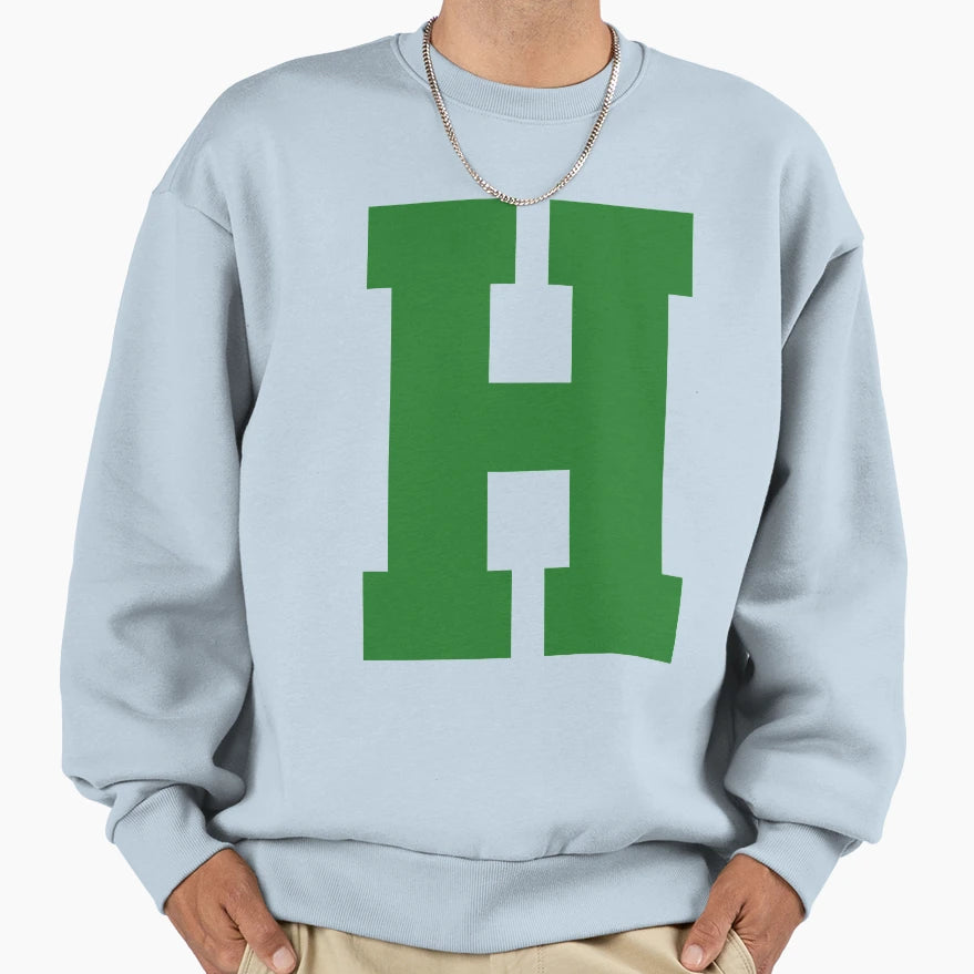Alphabet Green H Sports Letter H Sweatshirt - Aesthetic Graphic Men Women - T-Shirt, Sweatshirt, Hoodie