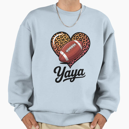 Leopard Football Love Heart Yaya Sweatshirt - Trendy Graphic Men Women - T-Shirt, Sweatshirt, Hoodie
