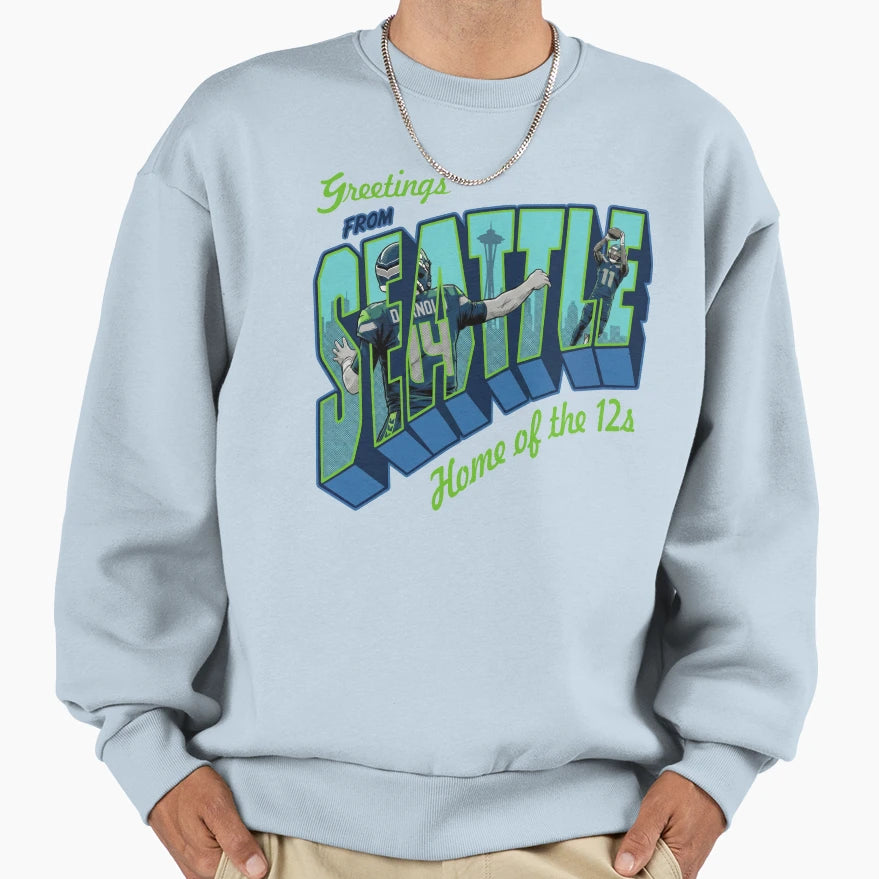 Greetings From Seattle Sweatshirt - Custom Art Print for Adults - T-Shirt, Sweatshirt, Hoodie