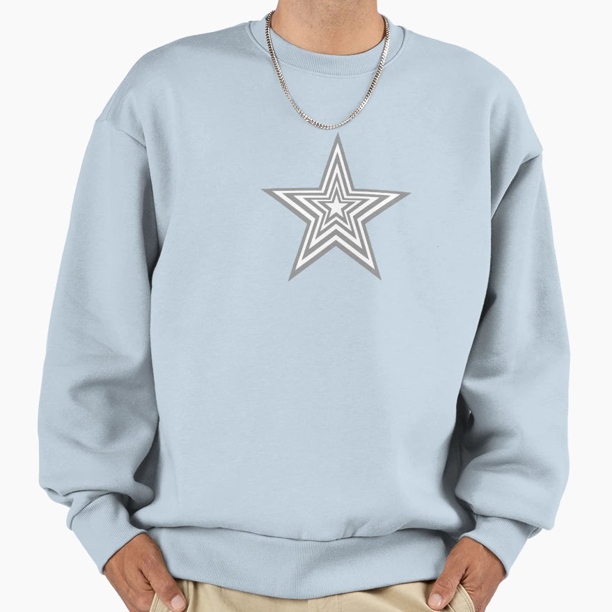 Gray And White Y2K Star Sweatshirt - Unique Graphic Unisex - T-Shirt, Sweatshirt, Hoodie