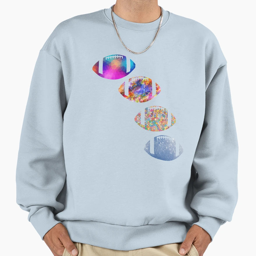 Colorful American Football Sweatshirt - Fun Novelty Design for Adults - T-Shirt, Sweatshirt, Hoodie