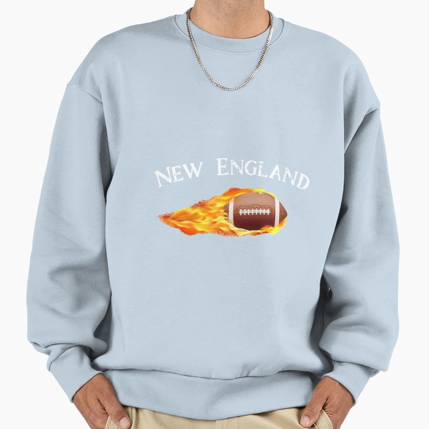 Football New England Ball Fire Sweatshirt - Custom Art Print for Adults - T-Shirt, Sweatshirt, Hoodie
