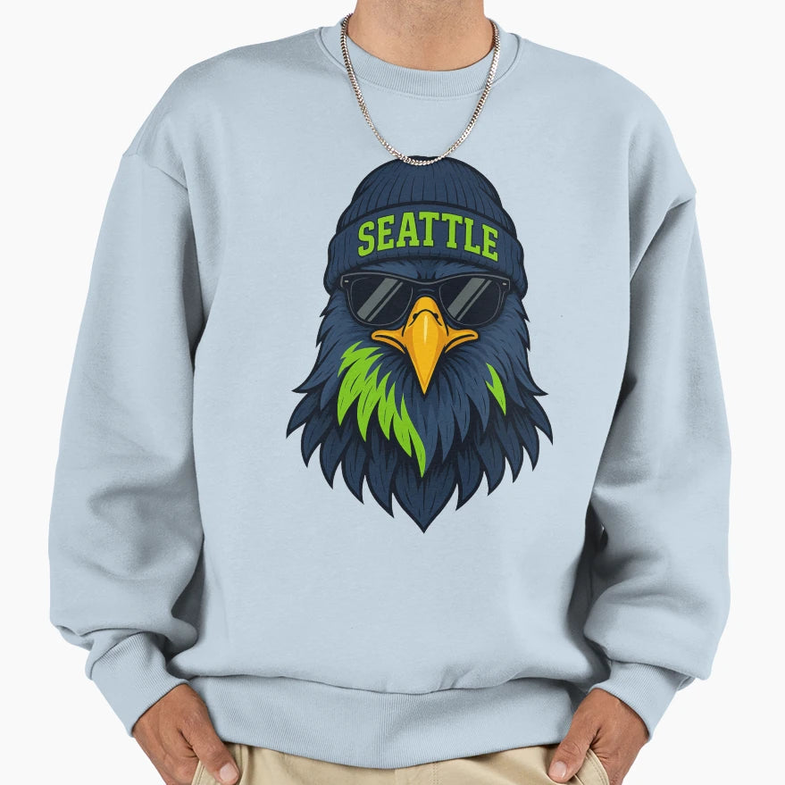 Seattle Seahawk Fan Art Sweatshirt - Minimalist Print Unisex - T-Shirt, Sweatshirt, Hoodie