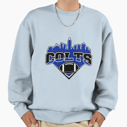 Colts Football Skyline Football Sweatshirt - Fun Novelty Design for Adults - T-Shirt, Sweatshirt, Hoodie
