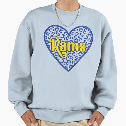 Rams Leopard Heart Sweatshirt - Fun Novelty Design Unisex - T-Shirt, Sweatshirt, Hoodie