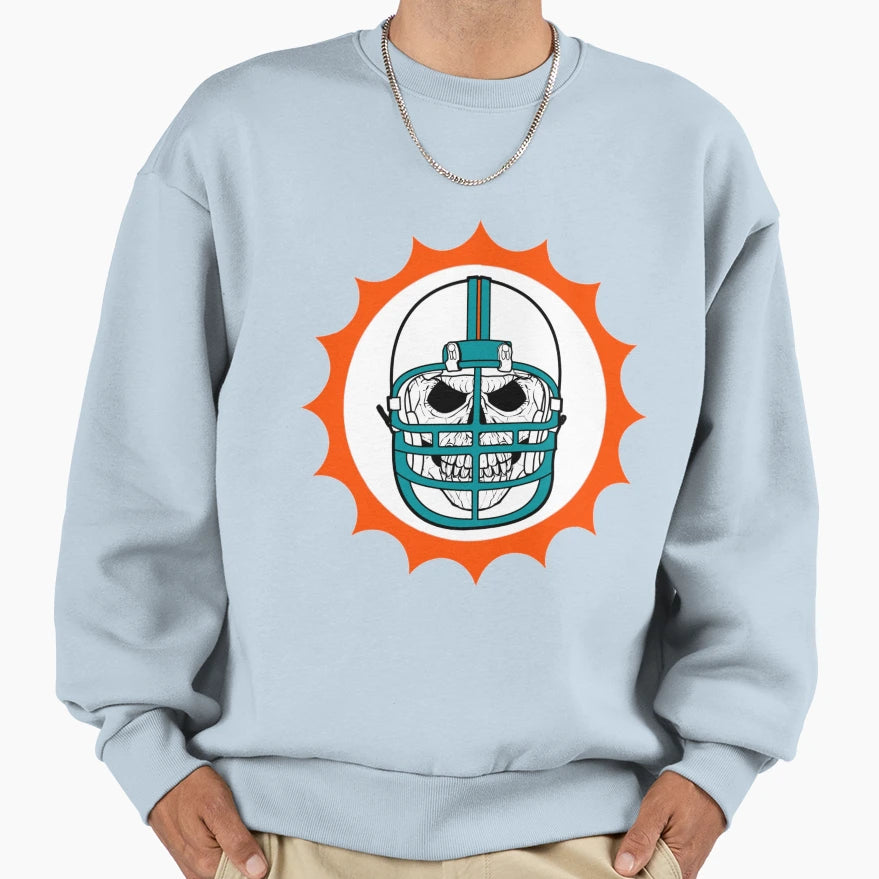 Dolphins Skull Sweatshirt - Graphic Print for Adults - T-Shirt, Sweatshirt, Hoodie