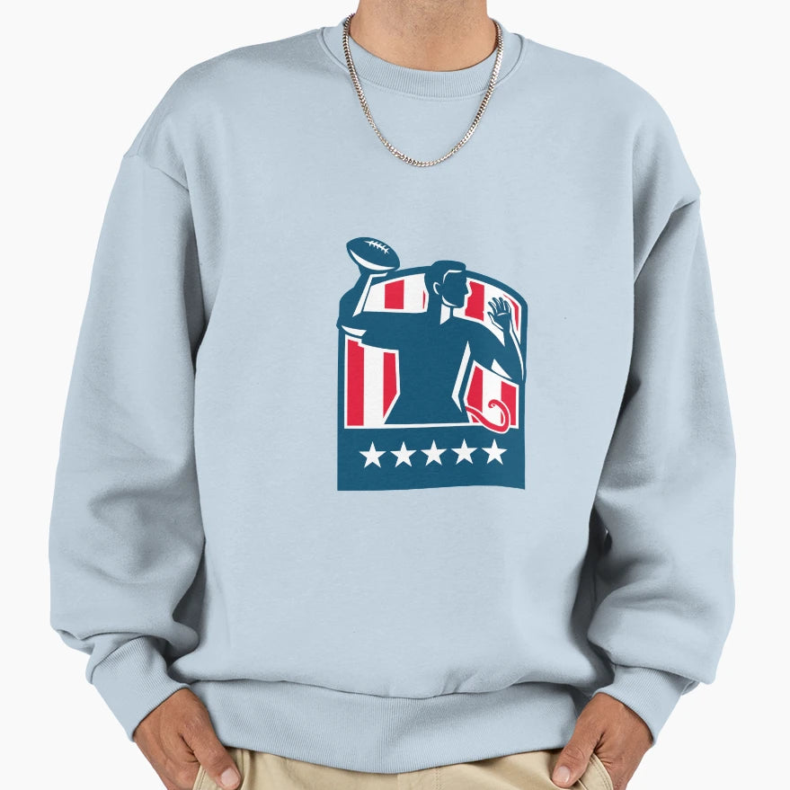 Flag Football Qb Player Passing Ball Sweatshirt - Minimalist Print Unisex - T-Shirt, Sweatshirt, Hoodie