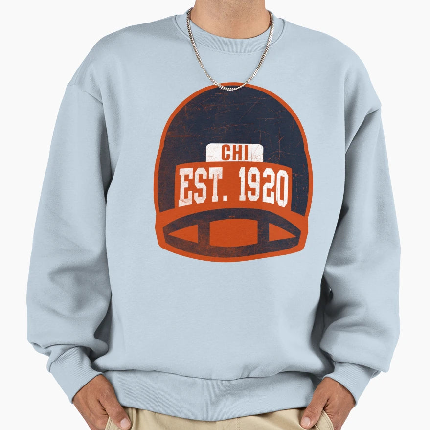 Chicago Throwback Football Helmet Sweatshirt - Fun Novelty Design Men Women - T-Shirt, Sweatshirt, Hoodie