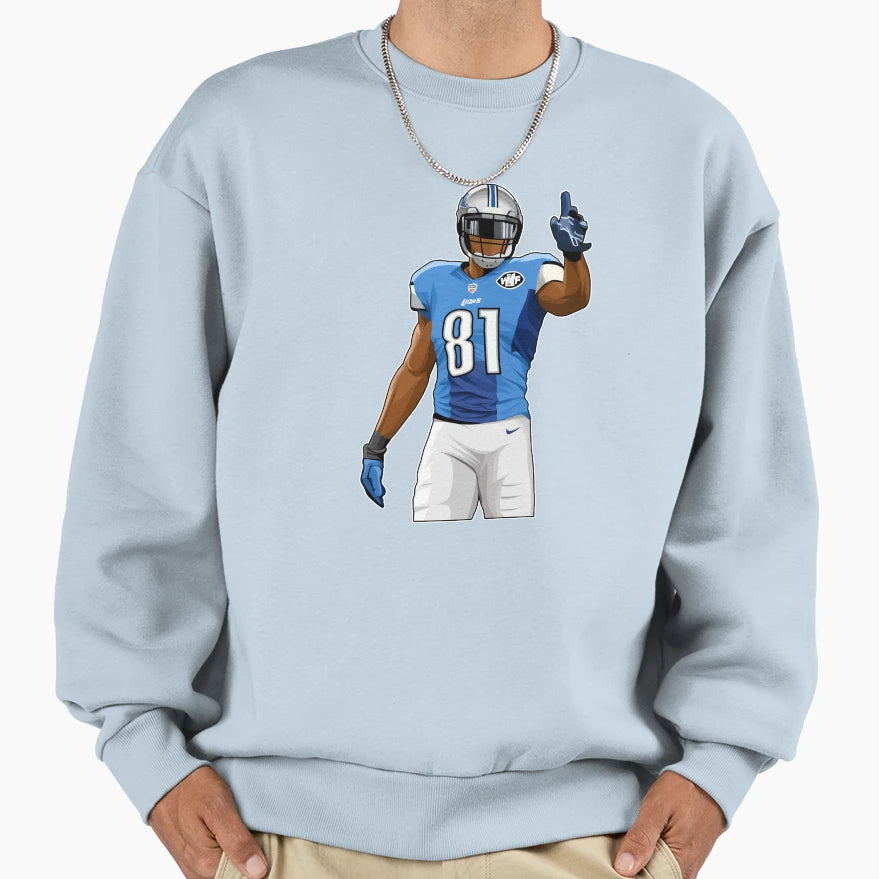 Calvin Johnson 81 Hold Up Fingers Sweatshirt - Unique Graphic Unisex - T-Shirt, Sweatshirt, Hoodie