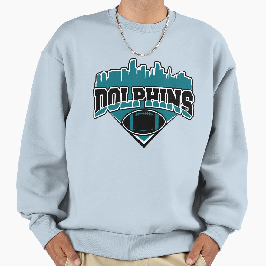 Dolphins Football Skyline Sweatshirt - Aesthetic Graphic Men Women - T-Shirt, Sweatshirt, Hoodie