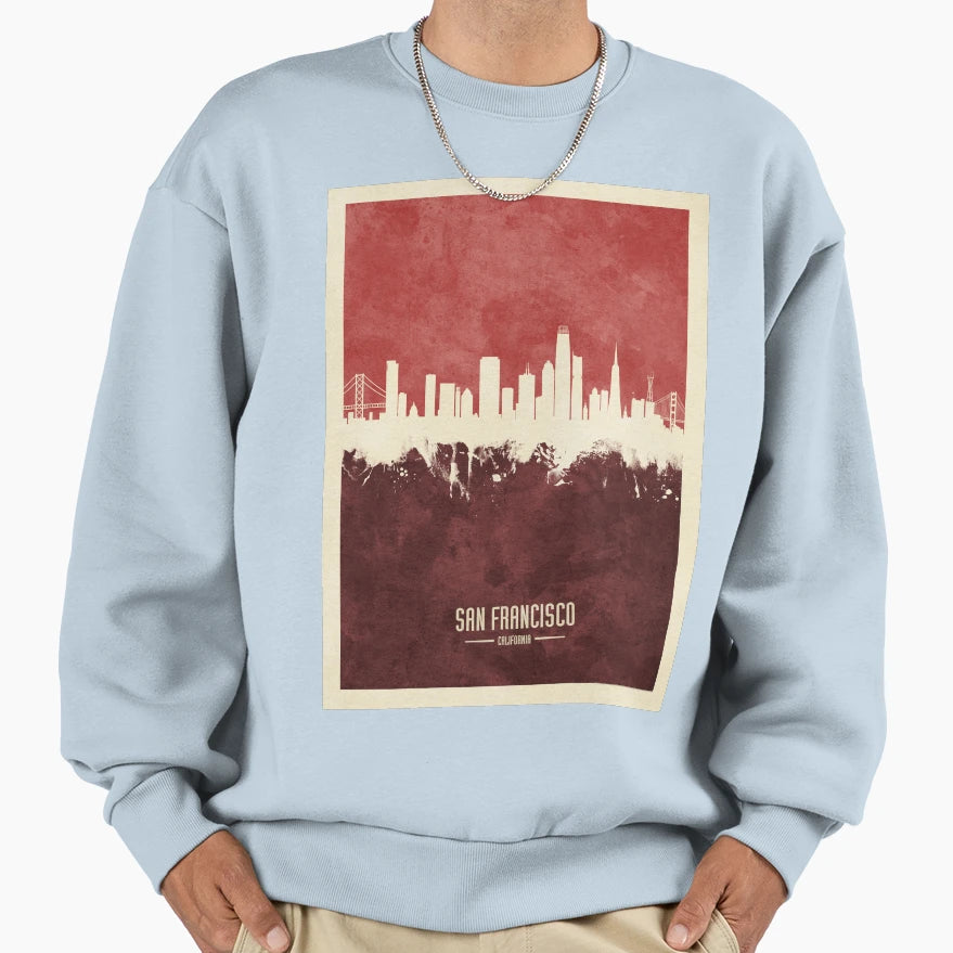 San Francisco California Skyline Sweatshirt - Custom Art Print Unisex - T-Shirt, Sweatshirt, Hoodie