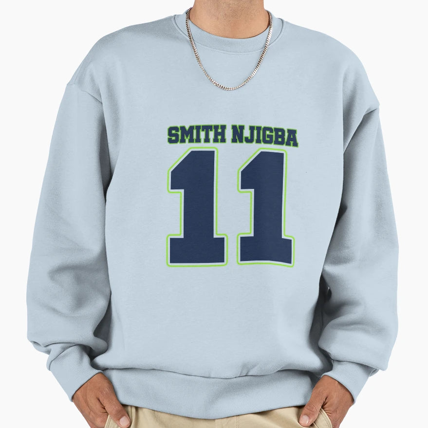 Smith Njigba Jersey Letter Number Sweatshirt - Minimalist Print Men Women - T-Shirt, Sweatshirt, Hoodie