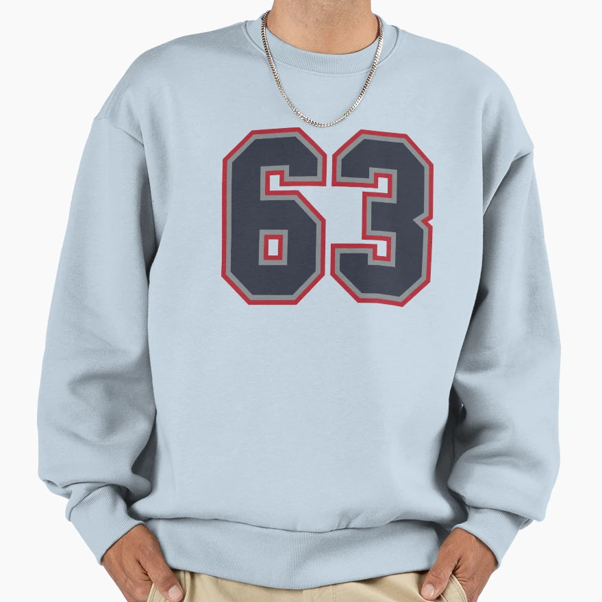 63 Navy Grey Red Sports Number Sixty Sweatshirt - Custom Art Print Unisex - T-Shirt, Sweatshirt, Hoodie