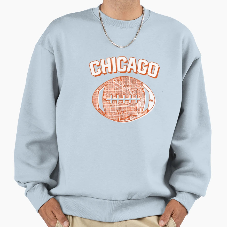 Chicago Football City Home Map Sweatshirt - Casual Everyday Wear Men Women - T-Shirt, Sweatshirt, Hoodie
