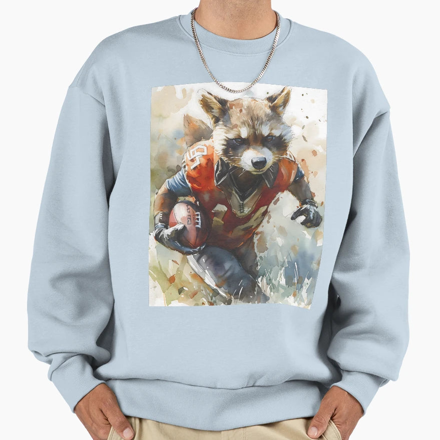 Racoon As American Football Player Sweatshirt - Graphic Print Unisex - T-Shirt, Sweatshirt, Hoodie