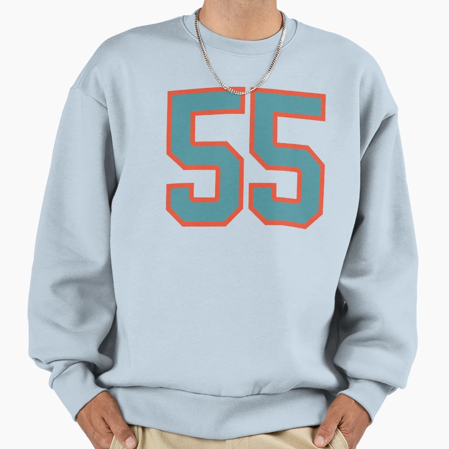 55 Number Aqua Orange Lucky Sports Sweatshirt - Fun Novelty Design Unisex - T-Shirt, Sweatshirt, Hoodie