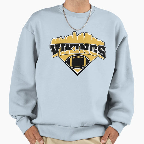 Vikings Football Skyline Football Sweatshirt - Novelty Apparel Men Women - T-Shirt, Sweatshirt, Hoodie