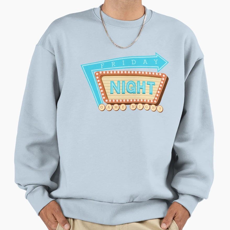 Friday Night Game Night Sweatshirt - Trendy Graphic for Adults - T-Shirt, Sweatshirt, Hoodie