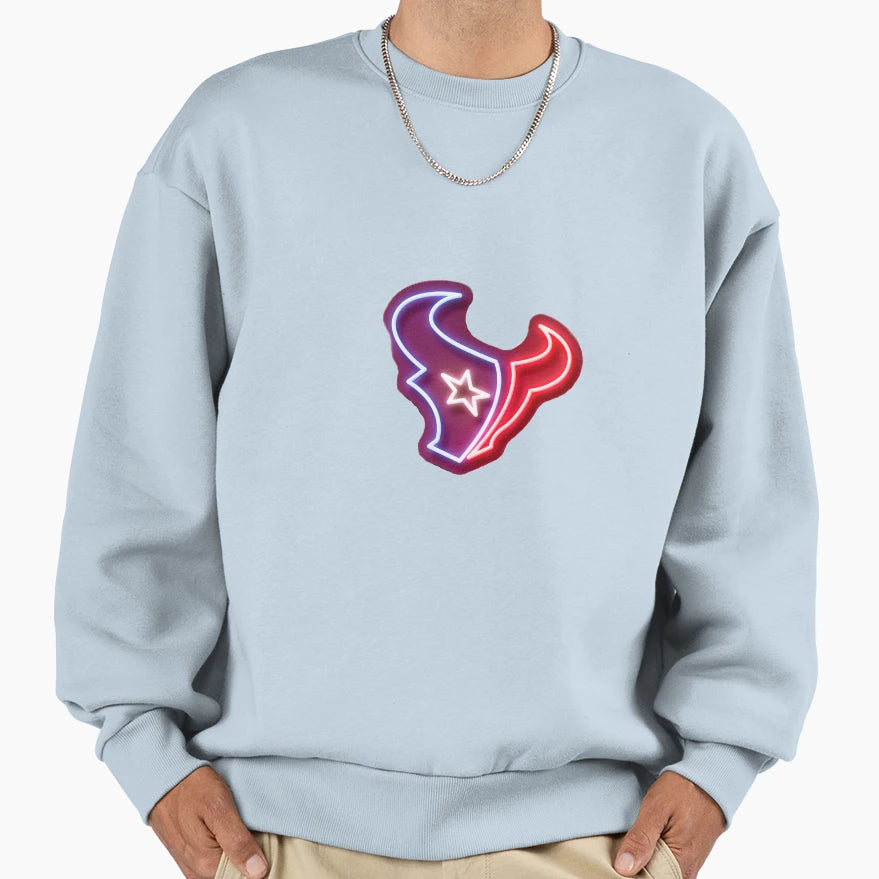 Neon Houston Logo Art Sweatshirt - Custom Art Print Unisex - T-Shirt, Sweatshirt, Hoodie