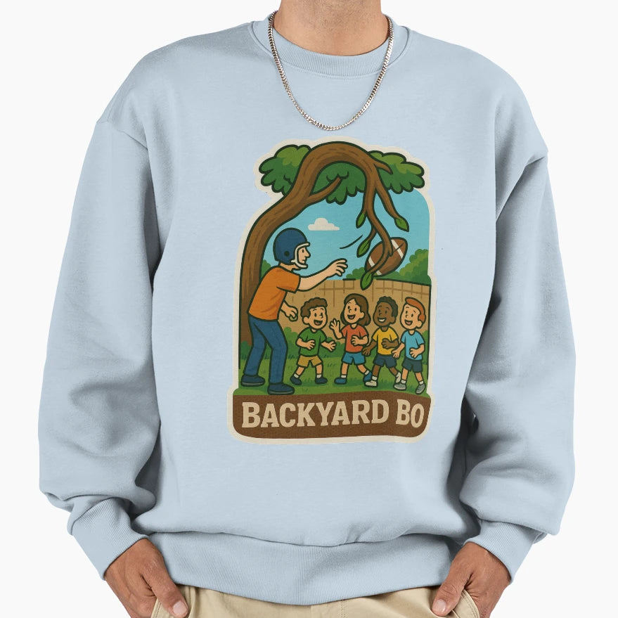 Backyard Bo Funny Meme Football Sweatshirt - Graphic Print for Adults - T-Shirt, Sweatshirt, Hoodie