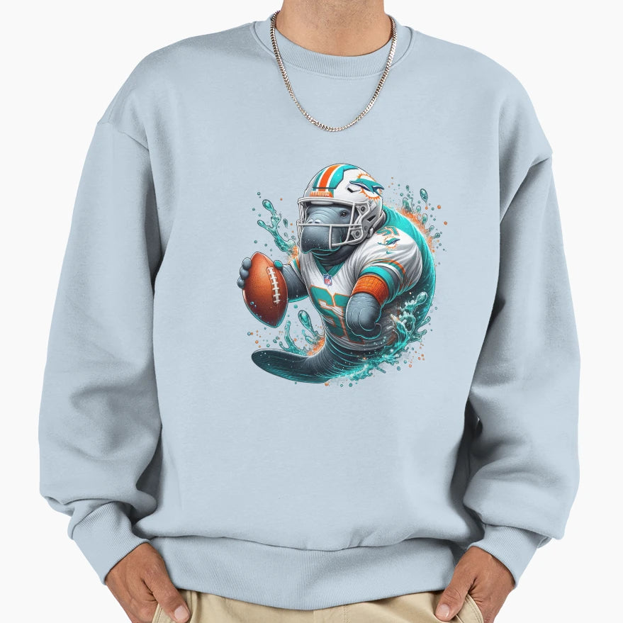Funny Manatee Miami Dolphins Uniform Sweatshirt - Streetwear Style Unisex - T-Shirt, Sweatshirt, Hoodie
