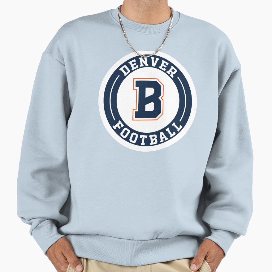 Denver Football Round Badge Sweatshirt - Casual Everyday Wear for Adults - T-Shirt, Sweatshirt, Hoodie