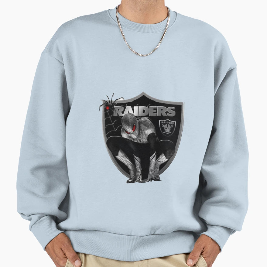 Spider Raider Silver Black Superhero Sweatshirt - Graphic Print for Adults - T-Shirt, Sweatshirt, Hoodie
