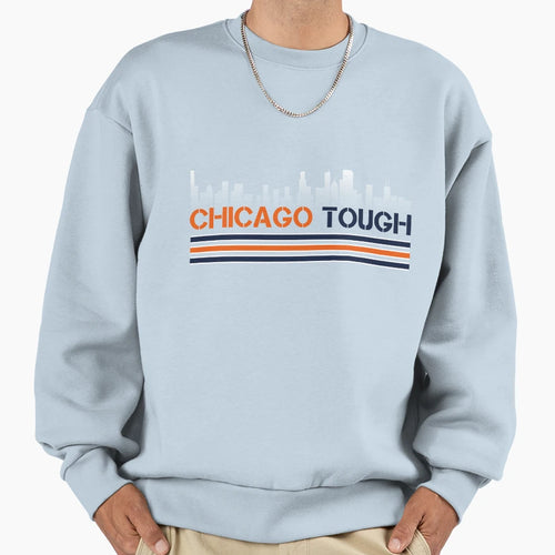 Chicago Tough Skyline And Stripes Sweatshirt - Unique Graphic Unisex - T-Shirt, Sweatshirt, Hoodie