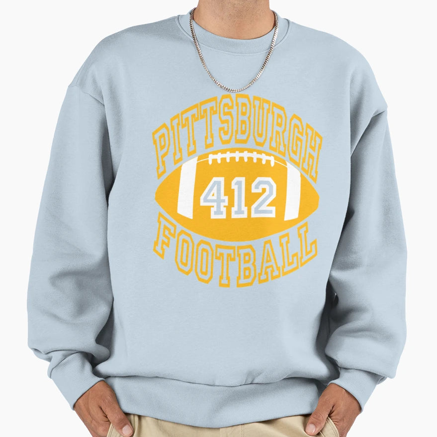 Pittsburgh Football 412 Shirts T-Shirt - Fun Novelty Design for Adults - T-Shirt, Sweatshirt, Hoodie