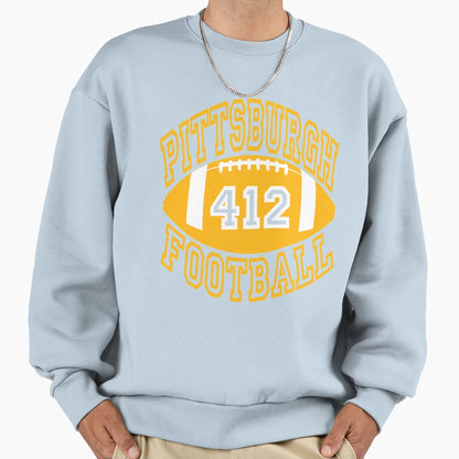 Pittsburgh Football 412 Shirts T-Shirt - Fun Novelty Design for Adults - T-Shirt, Sweatshirt, Hoodie