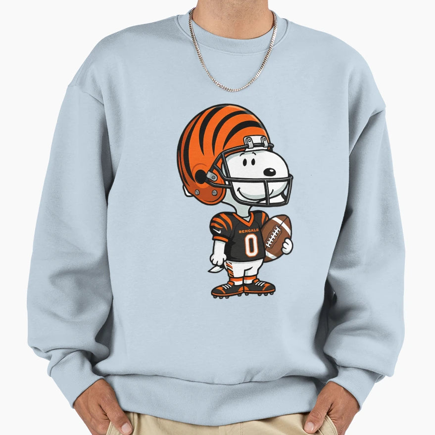 Snoopy Holding Football Cincinnati Sweatshirt - Trendy Graphic Men Women - T-Shirt, Sweatshirt, Hoodie