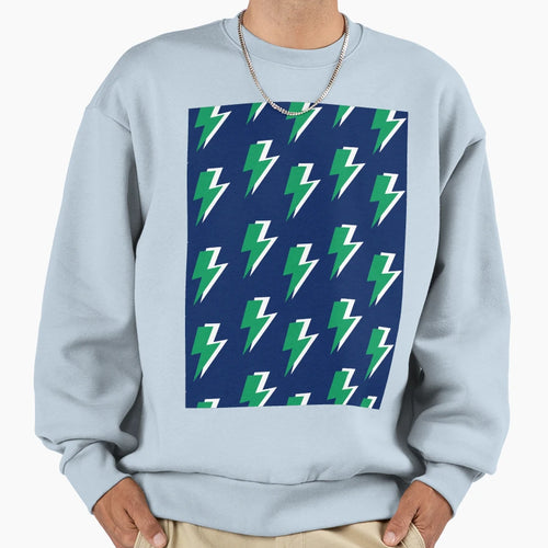 Green Lightning Blue Background Sweatshirt - Trendy Graphic Unisex - T-Shirt, Sweatshirt, Hoodie