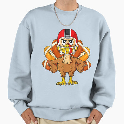 Thanksgiving Turkey Football Player Sweatshirt - Unique Graphic Unisex - T-Shirt, Sweatshirt, Hoodie