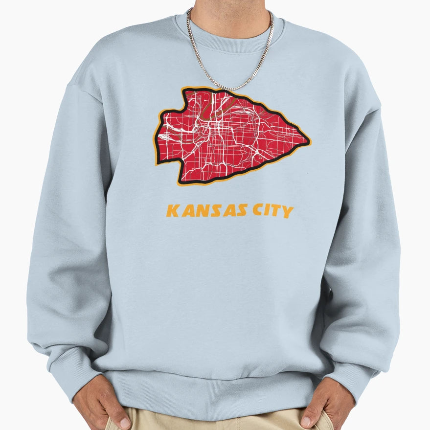 Kansas City Arrowhead Map Chiefs Sweatshirt - Aesthetic Graphic Unisex - T-Shirt, Sweatshirt, Hoodie