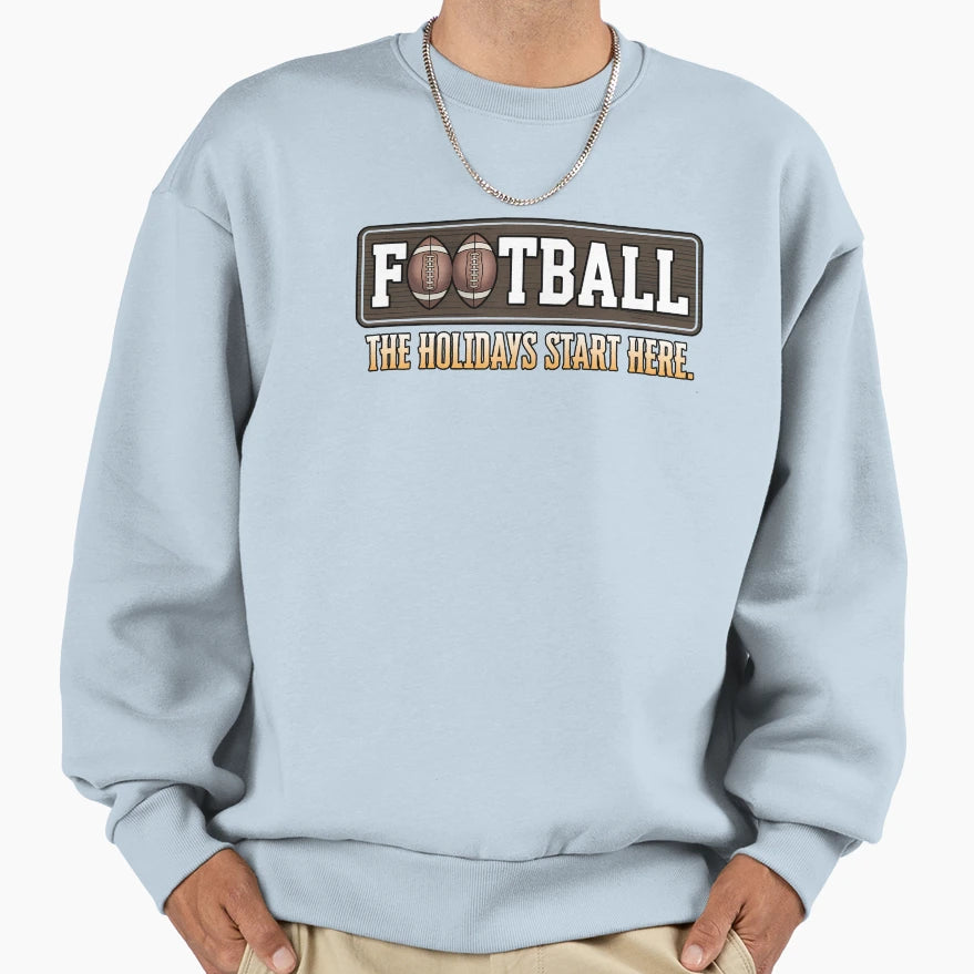 Football Holiday Season Kickoff Sweatshirt - Minimalist Print Men Women - T-Shirt, Sweatshirt, Hoodie