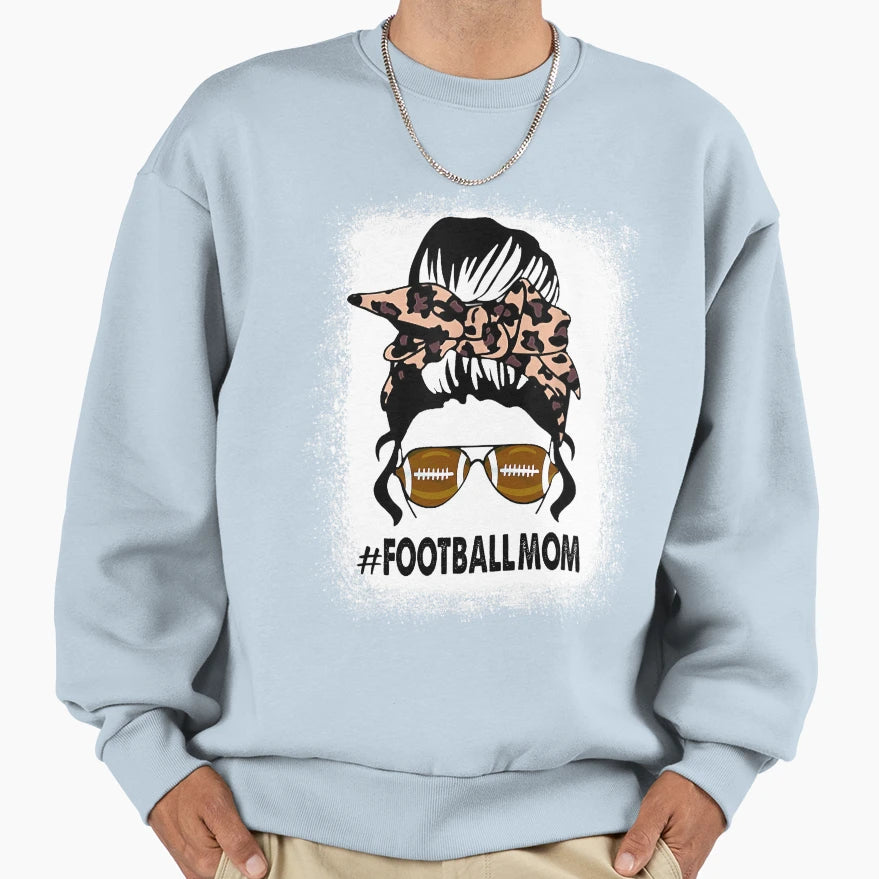 Bleached Football Leopard And Messy Bun Sweatshirt - Unique Graphic Unisex - T-Shirt, Sweatshirt, Hoodie