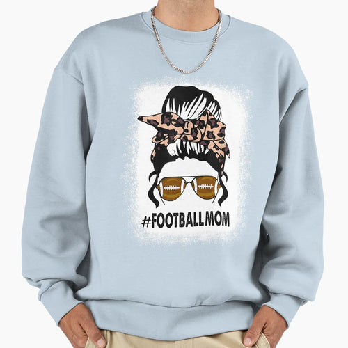 Bleached Football Leopard And Messy Bun Sweatshirt - Unique Graphic Unisex - T-Shirt, Sweatshirt, Hoodie