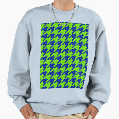 Green Blue Houndstooth Check Sweatshirt - Custom Art Print for Adults - T-Shirt, Sweatshirt, Hoodie