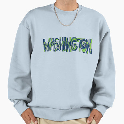 Blue And Green Washington Word Sweatshirt - Fun Novelty Design Unisex - T-Shirt, Sweatshirt, Hoodie