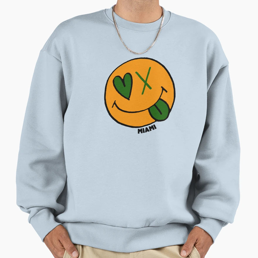Miami Smiley Face Sweatshirt - Streetwear Style Men Women - T-Shirt, Sweatshirt, Hoodie