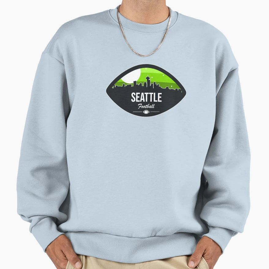 Seattle Football Skyline Badge Sweatshirt - Trendy Graphic for Adults - T-Shirt, Sweatshirt, Hoodie