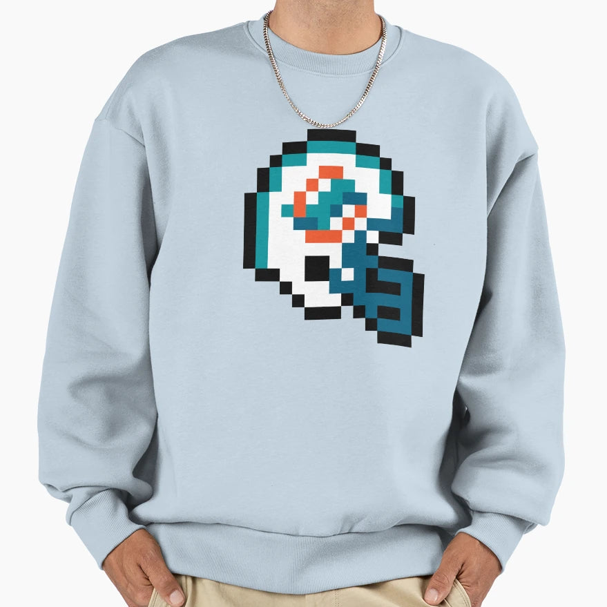 Miami Dolphins 8 Bit Football Helmet Sweatshirt - Novelty Apparel Unisex - T-Shirt, Sweatshirt, Hoodie