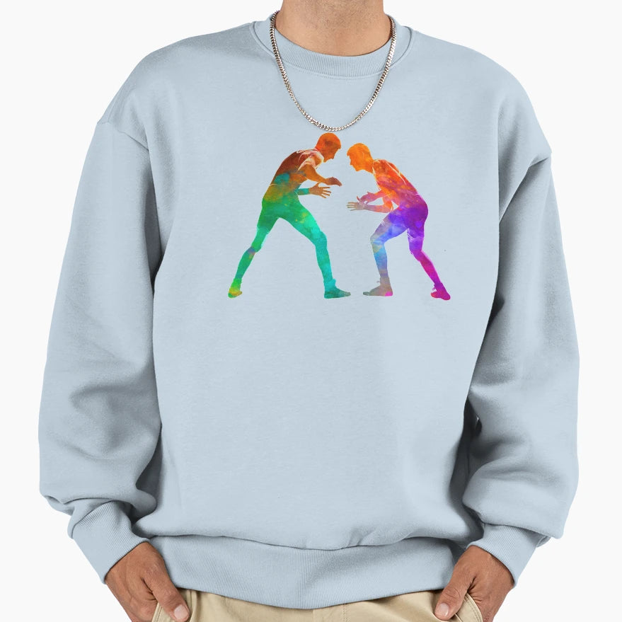 Wrestlers Wrestling 01 Watercolor Sweatshirt - Novelty Apparel Unisex - T-Shirt, Sweatshirt, Hoodie