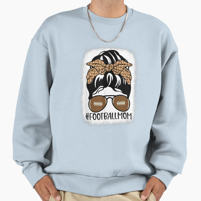 Bleached Football Mom Life Leopard Sweatshirt - Minimalist Print Unisex - T-Shirt, Sweatshirt, Hoodie