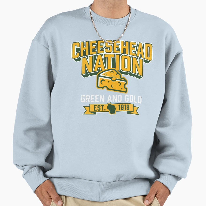 Green Bay Cheesehead Nation Sweatshirt - Unique Graphic Unisex - T-Shirt, Sweatshirt, Hoodie