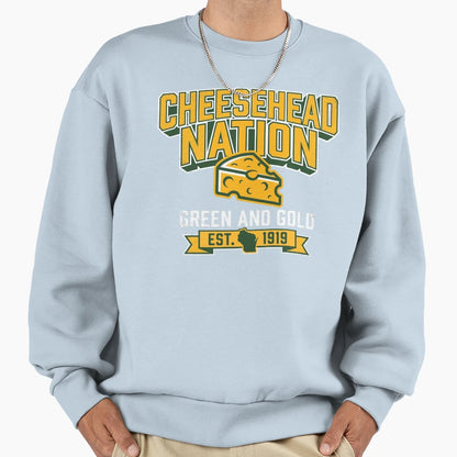 Green Bay Cheesehead Nation Sweatshirt - Unique Graphic Unisex - T-Shirt, Sweatshirt, Hoodie