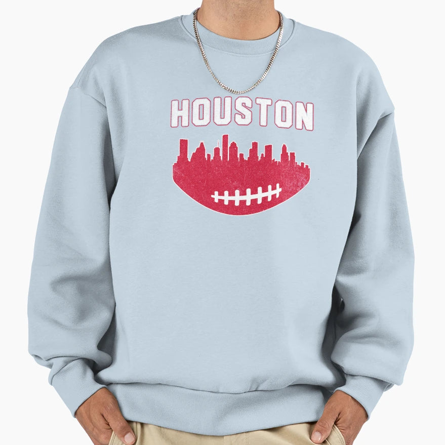 Houston Football City Skyline Sweatshirt - Novelty Apparel Men Women - T-Shirt, Sweatshirt, Hoodie