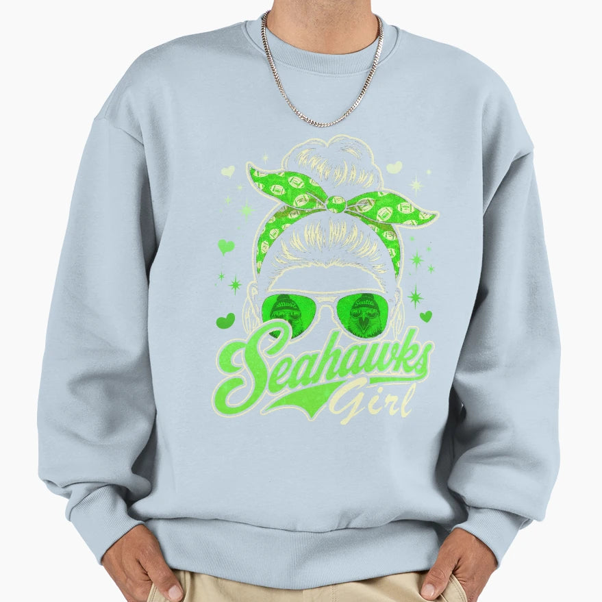 Seahawks Funny Messy Bun Sweatshirt - Trendy Graphic Men Women - T-Shirt, Sweatshirt, Hoodie